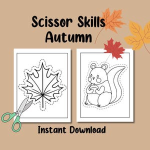Autumn Scissor Skills Practice: 32 Printable Worksheets (PDF Download)