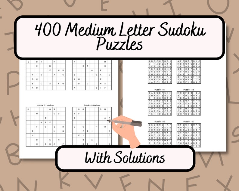 400 Medium Letter Sudoku Puzzles, Worduku Puzzles, Instand Download Puzzle Book Etsy