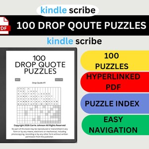 Kindle Scribe Drop Quote Puzzles: 100 aanklikbare puzzels (digitale download)