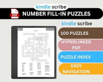 Kindle Scribe Number Fill-In Puzzle Book: 100 Hyperlinked Puzzles (Digital Download)