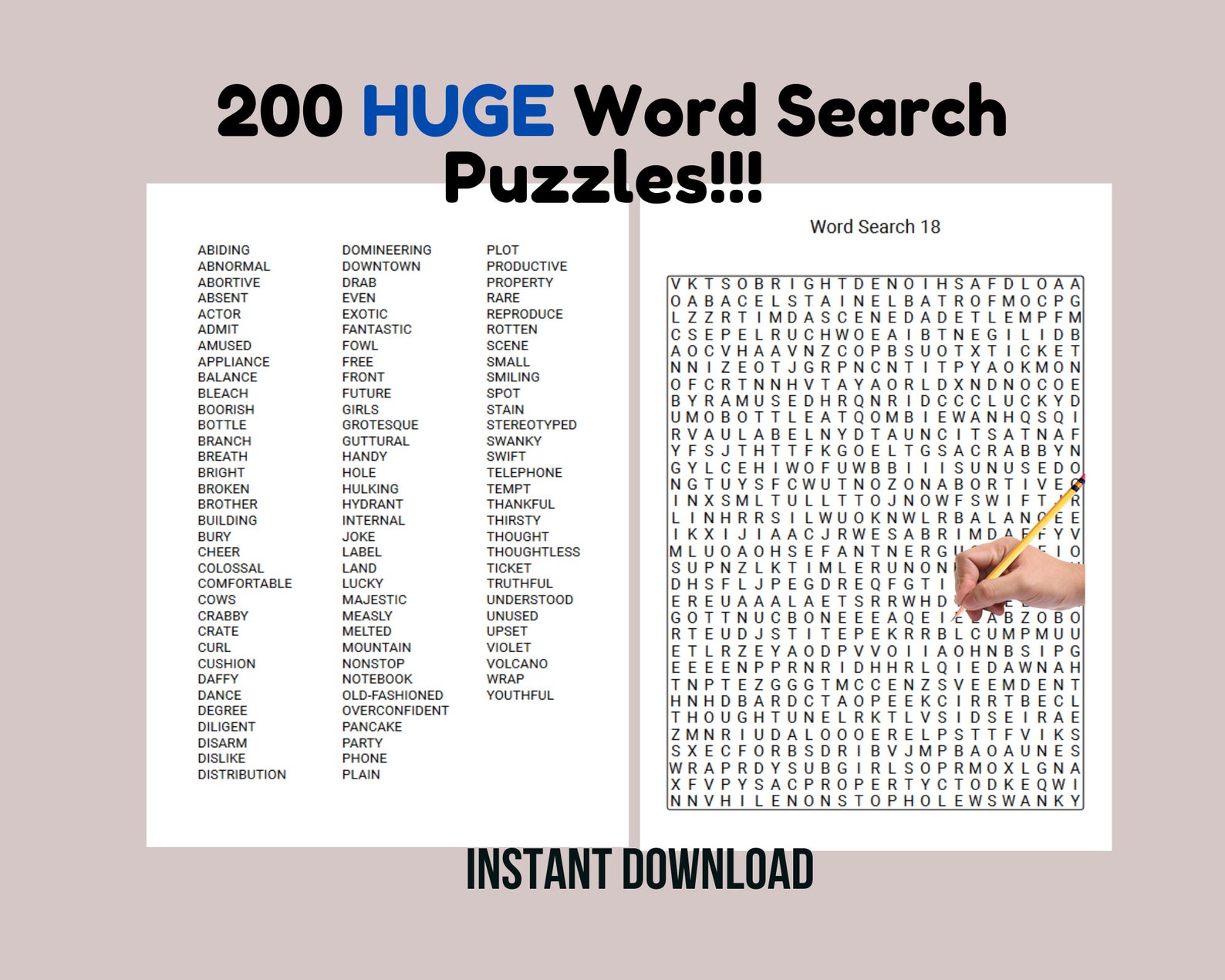 200 Large Print Word Search Puzzles for Adults (digital Download) - Etsy