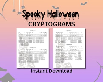 100 Spooky Halloween Cryptograms: Puzzle Game (Instant Download)