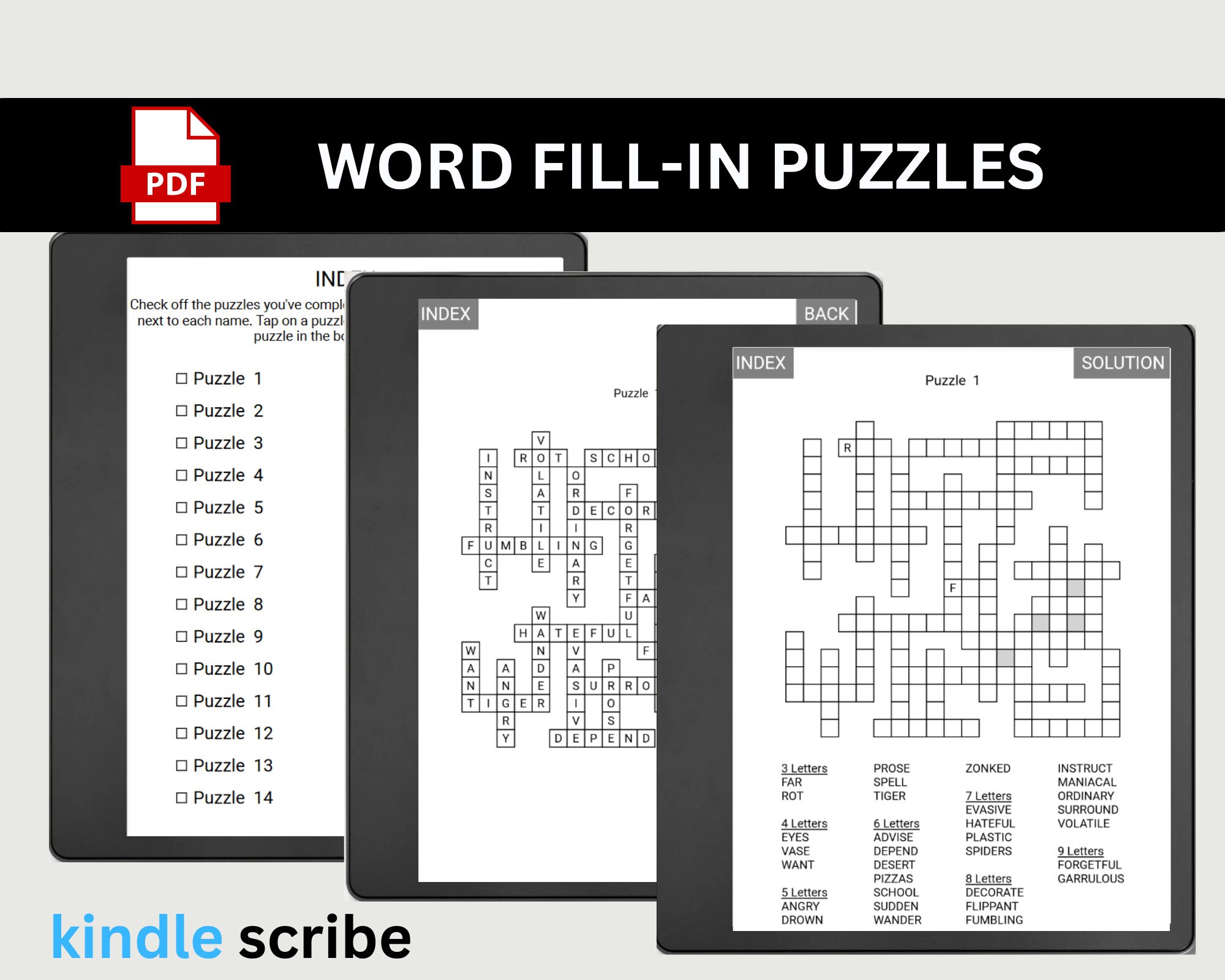 Scribe Fill Kindle Scribe Word Fill-in Puzzle Book: 100 Hyperlinked Puzzles ...