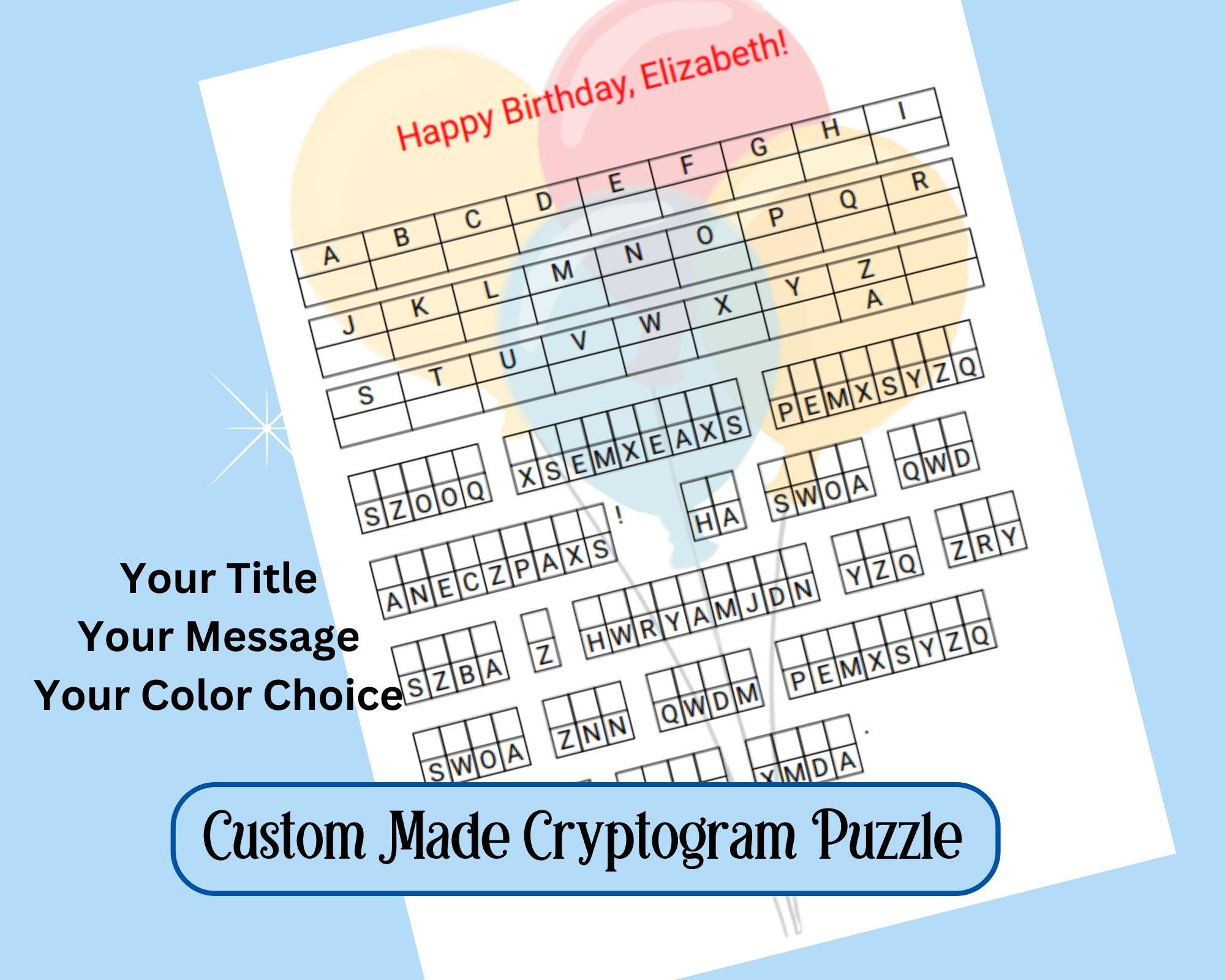 Gepersonaliseerde cryptogrampuzzel: aangepast berichtcadeau (digitale  download) - Etsy Nederland