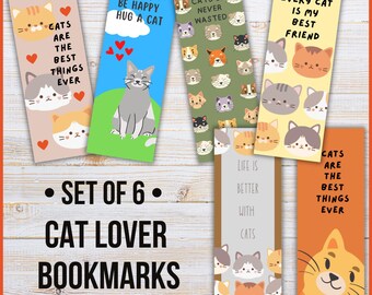 Cat Lover Bookmarks Set of 6 | Cute Cat Gift | Perfect for Cat Moms & Book Lovers | Fun Reading Accessories for Animal Lovers