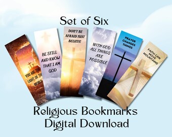 Religious Bookmarks: Set of 6 Faith Themed Bookmarks (Digital Download)
