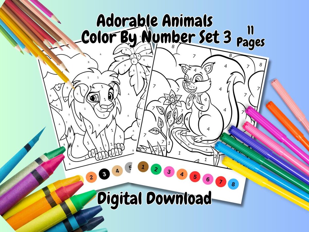 Color by Number Animals | Printable Coloring Pages for Kids & Adults ...
