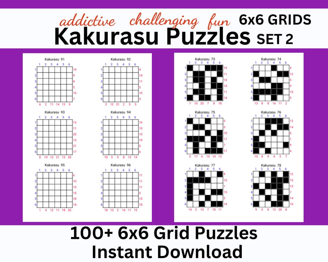 Kakurasu Puzzles: 100+ Math Logic Puzzles, 6x6 Grid, Set 2 (instant ...
