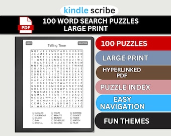 Libro de sopas de letras Kindle Scribe: Más de 100 sopas de letras con hipervínculos (descarga digital)