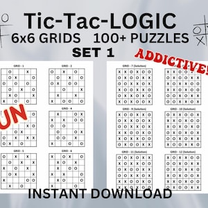 100+ Tic-Tac-Logic Puzzles: Binary Grid Challenges, 6X6 Grid SET 1 (PDF Download)