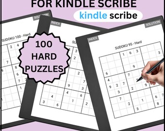 Libro di Sudoku per Kindle Scribe, 100 Sudoku difficili, modello cliccabile (download digitale)