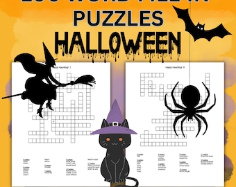 Halloween Word Fill-In Puzzles: 100 Printable Spooky Word Games (PDF Download)