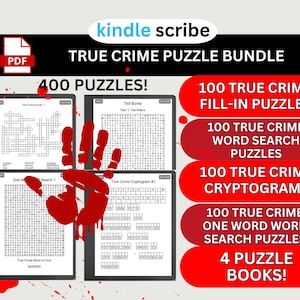 Kindle Scribe True Crime-puzzelbundel: duistere humor woordzoeker (digitale download pdf)