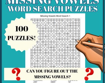 100 Missing Vowel Word Search Puzzles | Unique Printable Word Search Book for Adults and Seniors | Brain Games PDF