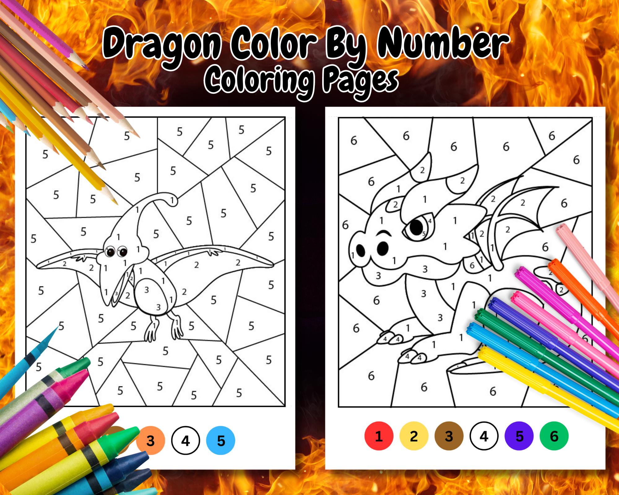 Color by Number, Dragon Color by Number, Color by Number Coloring Pages