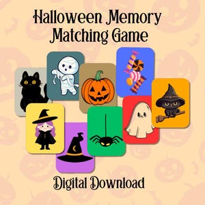 Memory Matching Game, Toddler Matching Game Activity, Halloween Card Games For Learning, Preschool Matching Game, Early Learning, Halloween