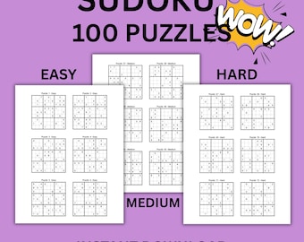 100 Sudoku-pussel: Enkla till svåra hjärnspel (PDF för direktnedladdning)