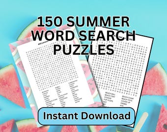150 Summer Word Search Puzzles: Fun Family Game (Digital Download)