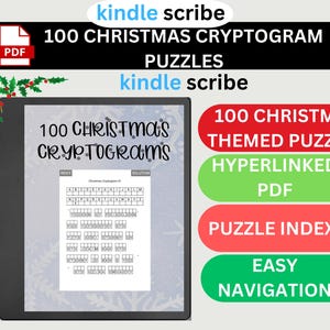 Christmas Cryptogram Puzzles: 100 Hyperlink Puzzles for Kindle Scribe (Digital Download)