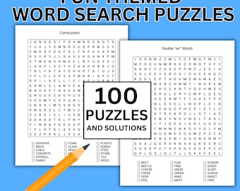 100 Themed Word Search Puzzles: Large Print Brain Games (PDF Download)