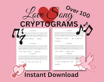 Cryptogrammen liefdesliedjes: 100+ Valentijnsdagpuzzels (directe download)
