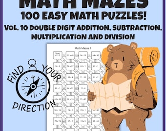 100 Double Digit Mixed Operation Math Mazes for Kids | 100 Printable Math Puzzles | Addition, Subtraction, Multiplication & Division