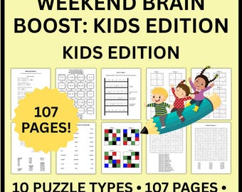 Weekend Brain Boost Kids Edition | 107 Pages of Fun Puzzles for Kids Ages 8–12 | Word Searches, Math Mazes, Sudoku, Word Ladders & More