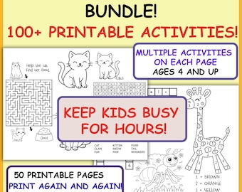 Ultimate Kids Puzzle Bundle | 100+ Printable Games for Kids | Road Trip Activities | Summer Activity Pack | Kids Busy Book | PDF Download