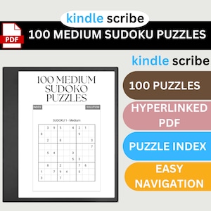 Sudokus Kindle Scribe: 100 Sudokus de dificultad media, libro con hipervínculos (descarga digital)