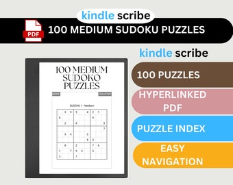 Kindle Scribe Sudoku Puzzles: 100 puzzle di media difficoltà, libro con collegamenti ipertestuali (download digitale)