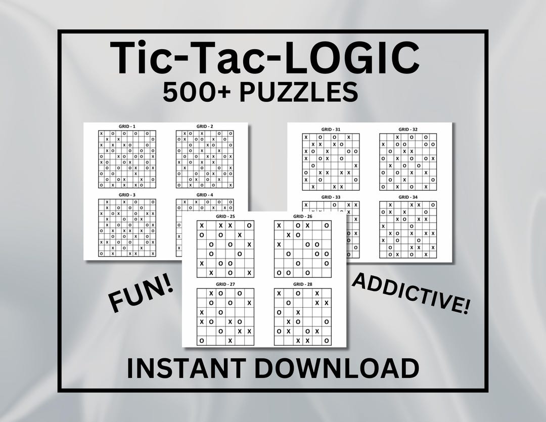 500+ Tic-tac-logic Puzzles – Printable Binary Logic Games for Adults ...