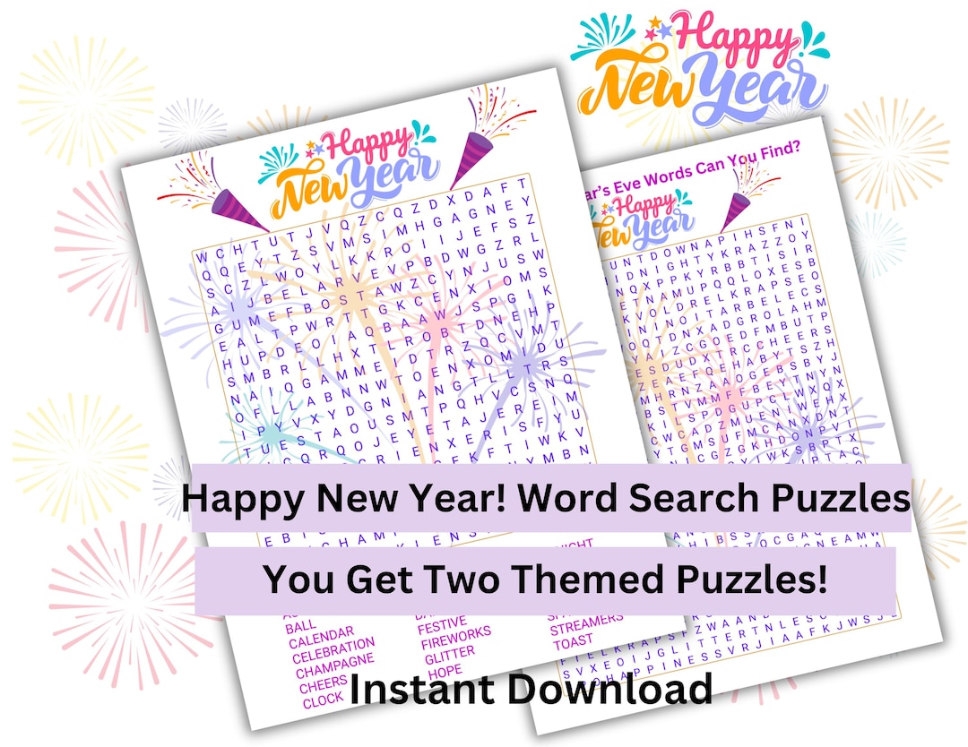 New Year Word Search Puzzle: Printable Game (digital Download) - Etsy