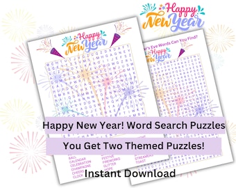 New Year Word Search Puzzle: Printable Game (Digital Download)