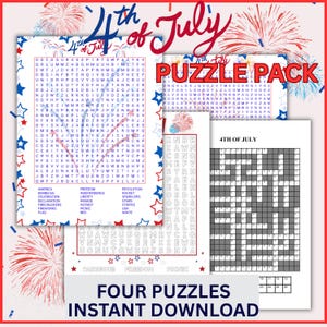 Pacchetto di cruciverba e puzzle di parole in codice per il 4 luglio