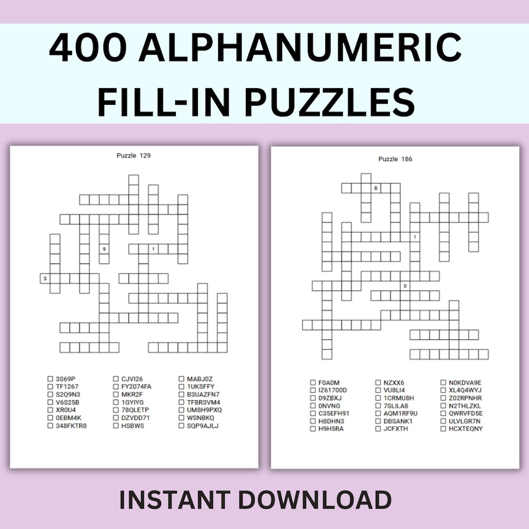 400 Alphanumeric Fill-in Puzzles: Number Word Combo (digital Download ...
