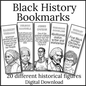 20 segnalibri sulla storia dei neri / Celebrazione dei leader afroamericani / Download digitale istantaneo
