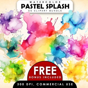 Pastel aquarel alcohol inkt splash clipart, Aquarell clipart, verf splatter PNG, aquarel splash PNG, abstracte clipart, kleur splash