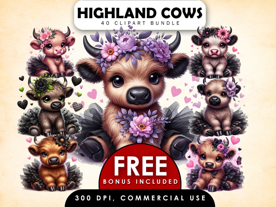 Cute Baby Highland Cow Clipart,highland Cow Png,highland Cow Clipart ...