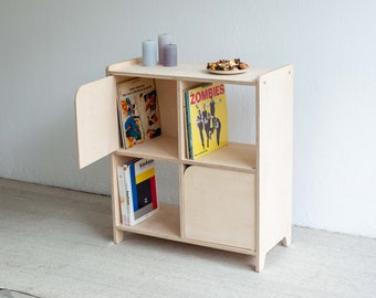 Birch Plywood Storage Cabinet, Modern Record Player Stand