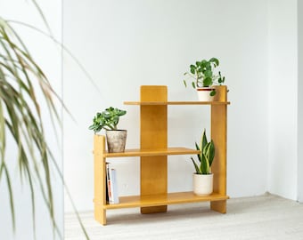 Wooden shelving unit, Wood plant stand, Minimalist bookcase, Modern display stand