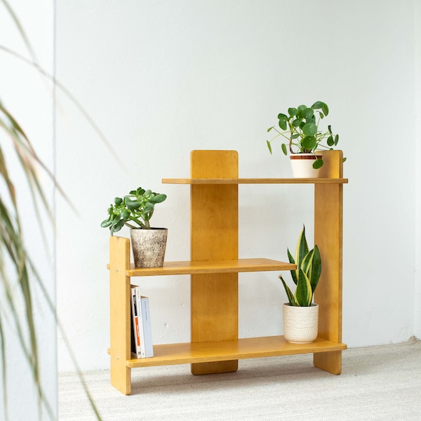 Wooden shelving unit, Wood plant stand, Minimalist bookcase, Modern display stand