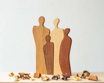 Handmade Wooden Sculptures Made from Differen Hardwoods, Wooden Family Puzzle, Modern Home Decor, Gift for Parents, Housewarming Gift