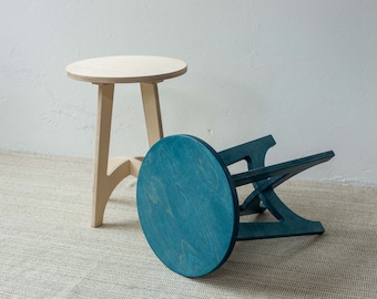Handmade Birch Plywood Stool, Modern Plant Stand Side Table