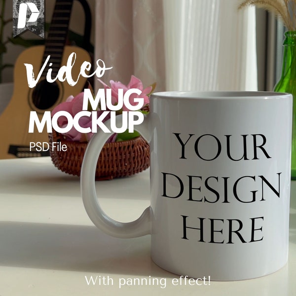 Video Mug Mockup, Video Mockup Mug, White Mug Mockup, Mug Video Mockup, Mug Mockup Video, Mug for Print on Demand or Sublimation