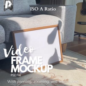 Video Mockup for Wall Art, Horizontal Frame Video Mockup, Wood Frame Mockup, Simple Smart Object Placement