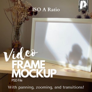 Video Mockup for Wall Art, Horizontal Frame Video Mockup, White Frame Mockup, Simple Smart Object Placement