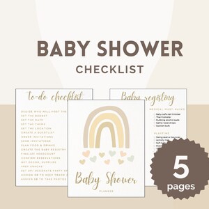 Baby Shower Checklist Planner with Baby Registry and ultimate Checklist for Baby Shower Party Planning, Gender Reveal Party Checklist