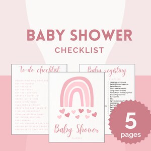 Baby Shower Checklist Planner wih Baby Registry, Baby Shower To do list, Gender Reveal Party Planning Checklist for Baby girl
