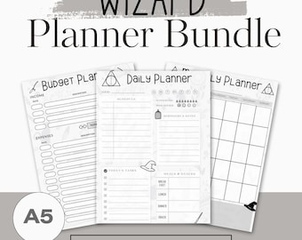 Wizard Planner Bundle, Daily, Monthly, Budget Tracker (Digital Download)
