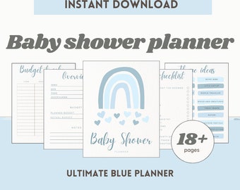Baby Shower Planner – Blue, 18 Page Printable (PDF Pattern)